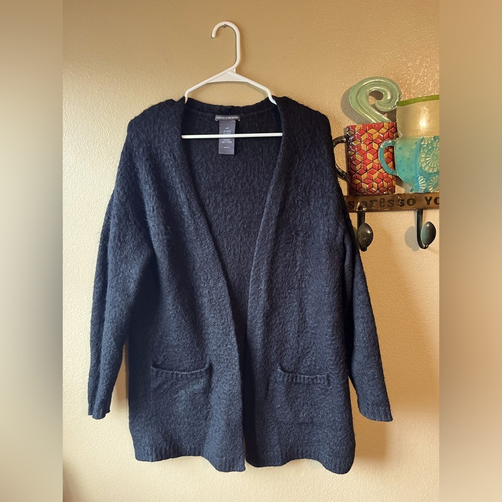 Black eyelash Cardigan L